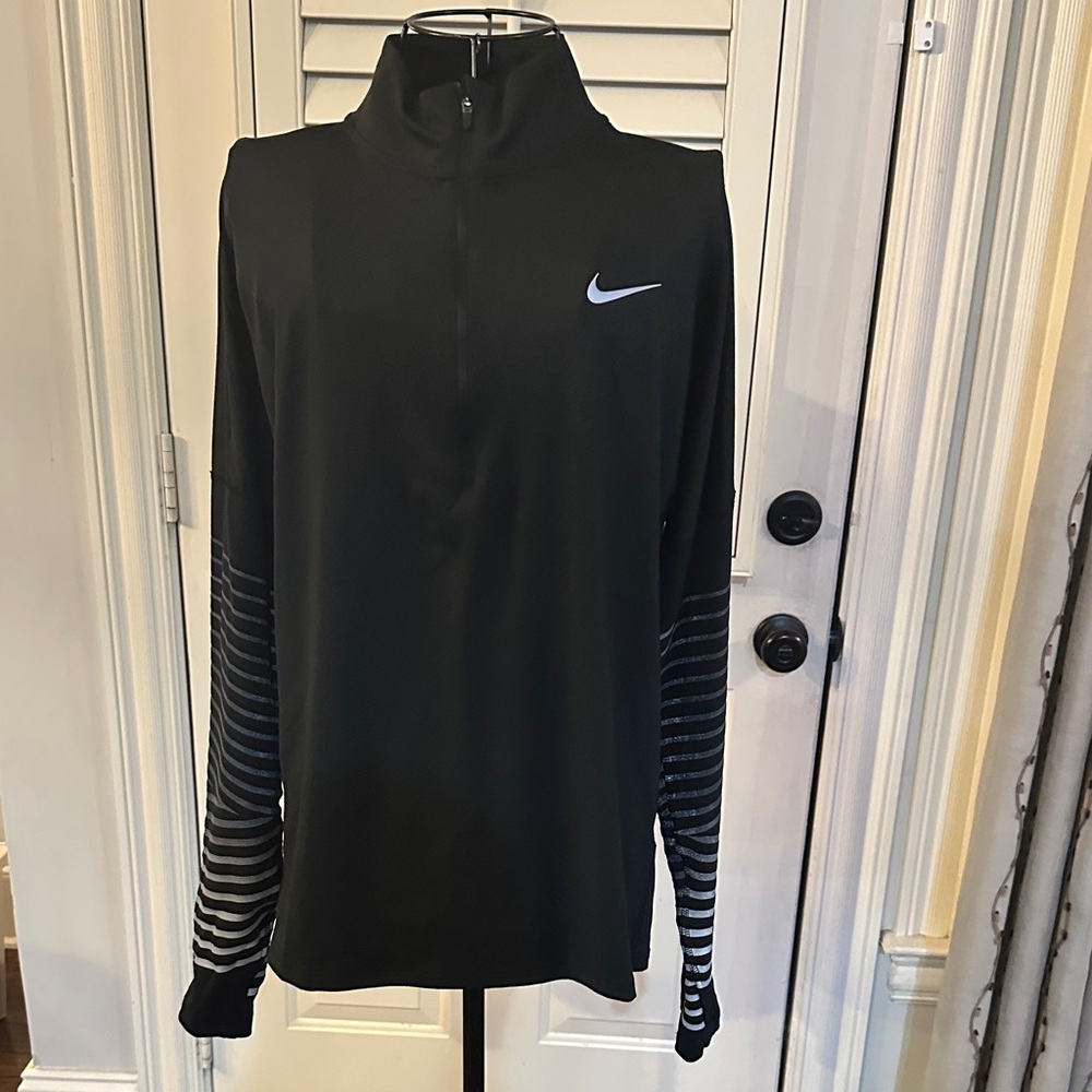 Nike Black Pullover with Gray Striped Sleeves